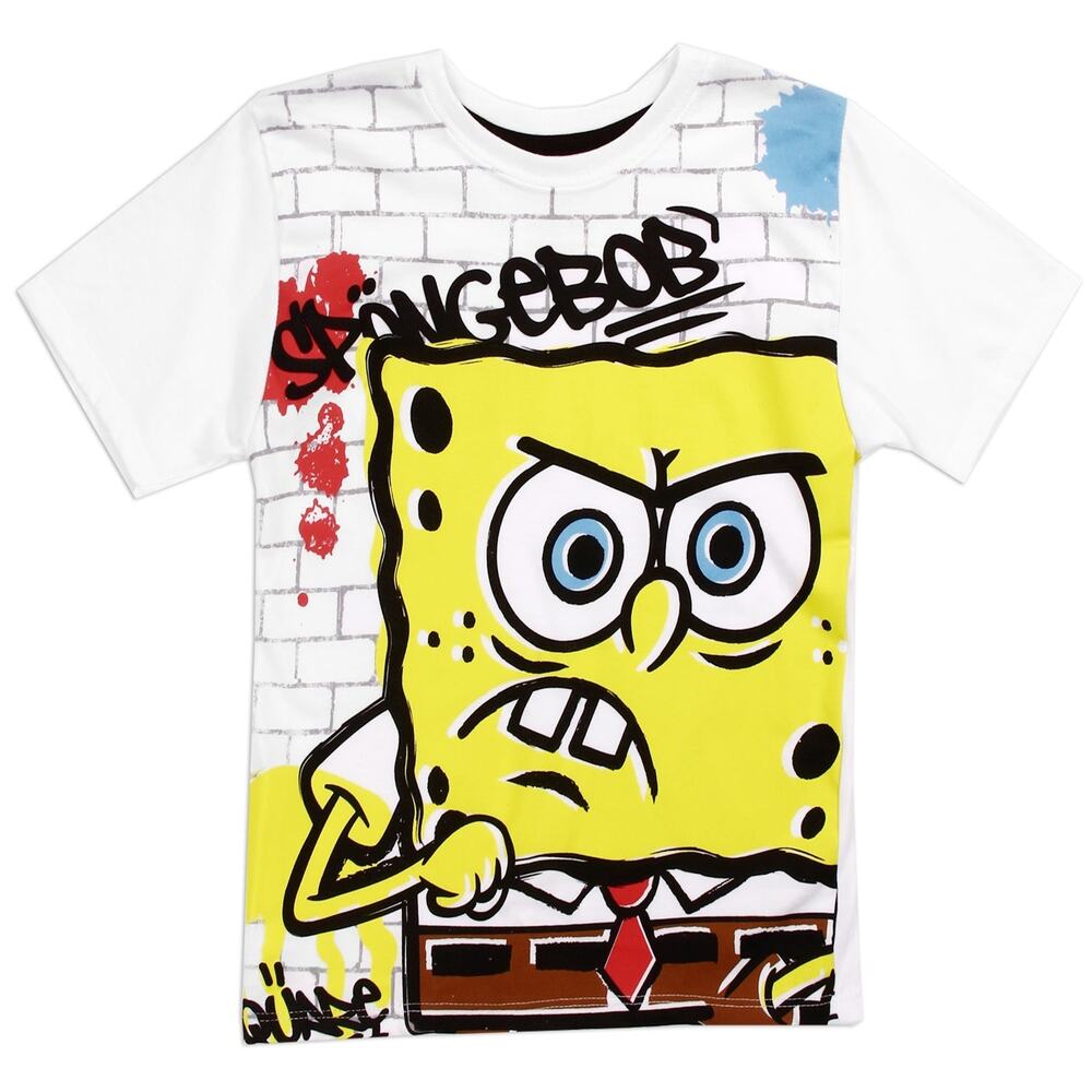 SpongeBob Graffiti Street Style Tee with Angry Face Urban Print